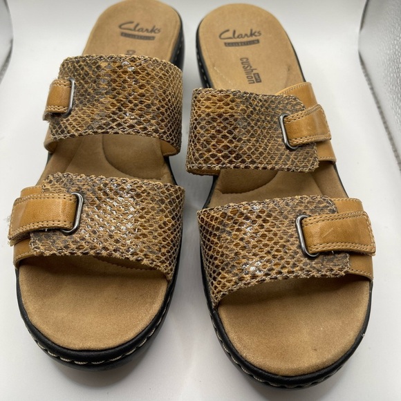 Clarks Shoes - Clarks Collection Soft Cushion Womens Brown Open Toe Animal Print  Brown Sandal8